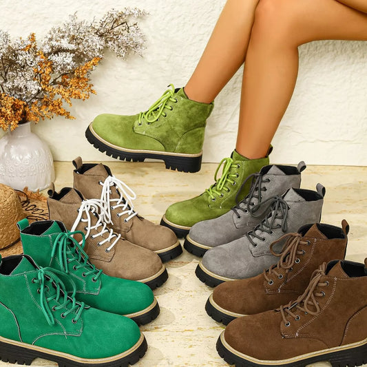 Round Toe Lace Up Boots