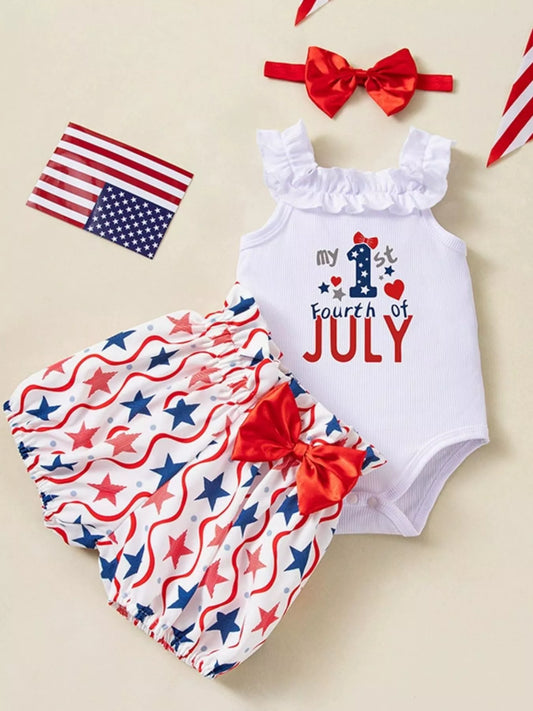 Children's Patriotic Star Print Outfit Set