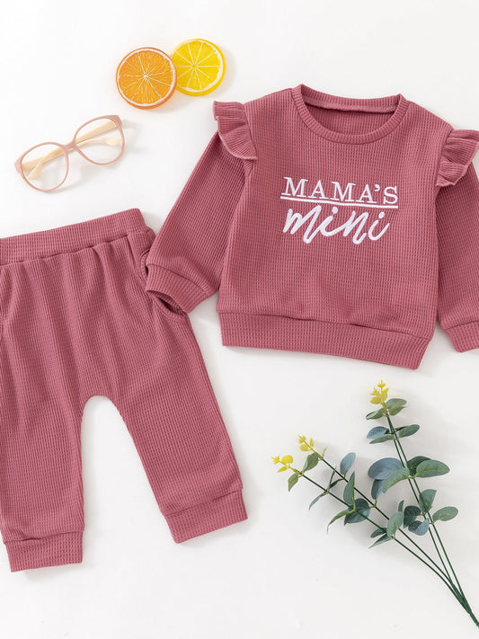 Children's Letter Ruffled Trim Top and Pants Set
