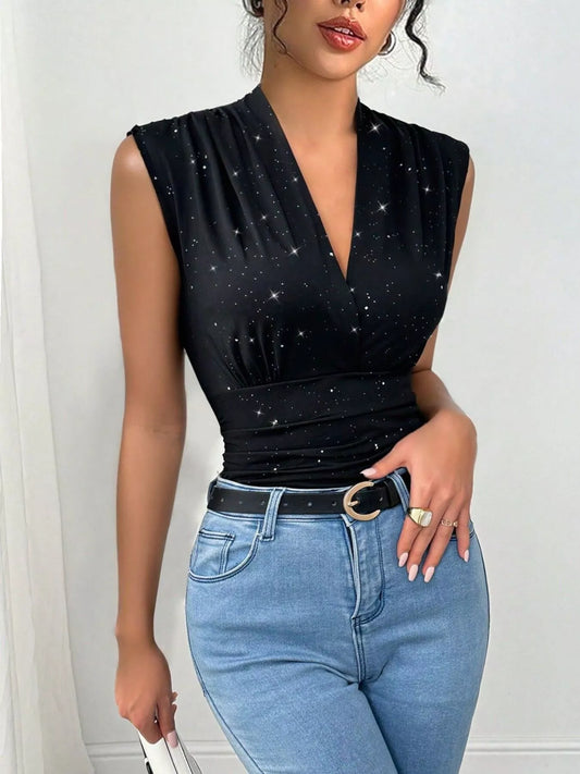 Glitter Surplice Tank