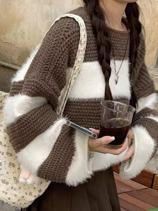 Color Block Dropped Shoulder Sweater