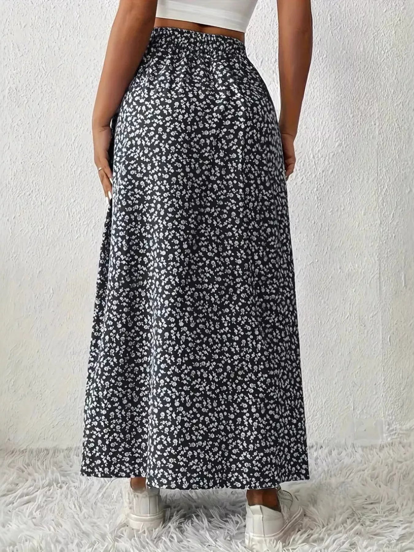 Slit Printed Skirt