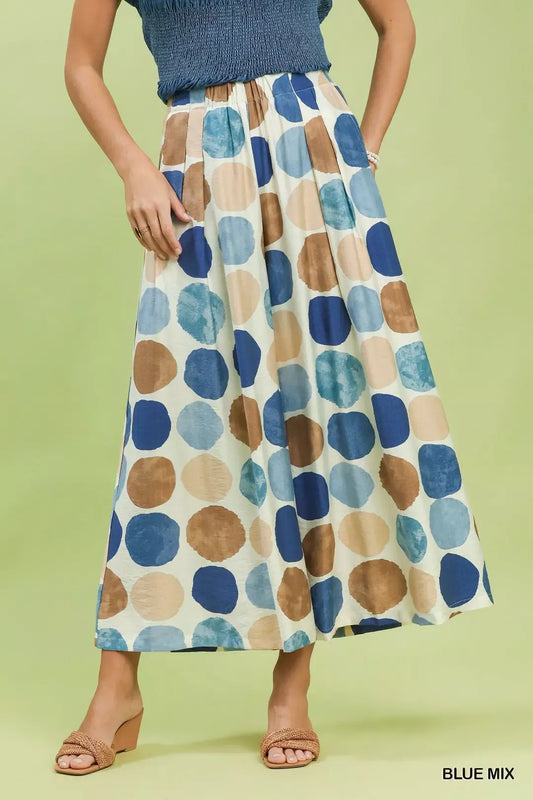 Umgee Dot Print Wide Leg Pants