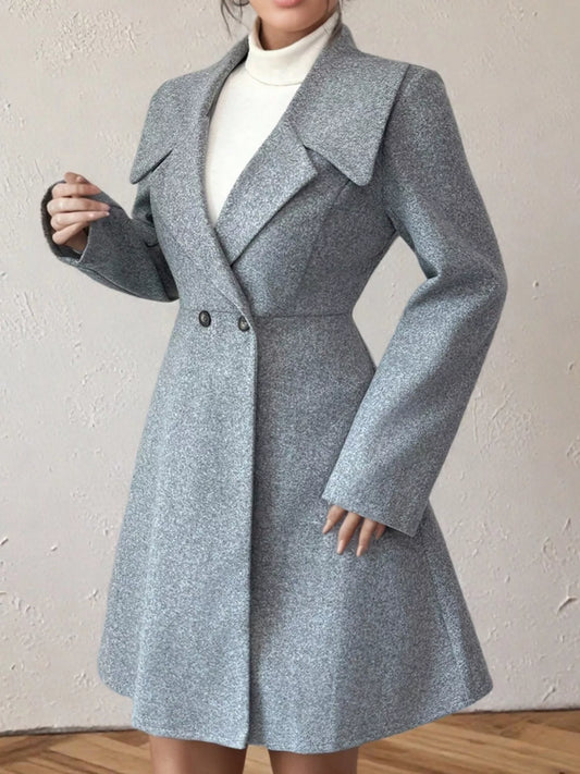 Double-Breasted Wool Blend Coat