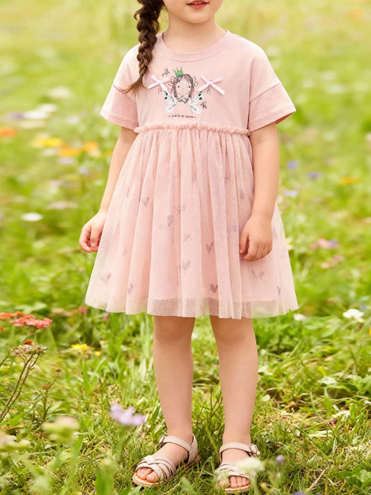 Children's Short Sleeve Tulle Layered Dress