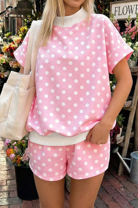 Polka Dot Short Sleeve Top and Shorts Set