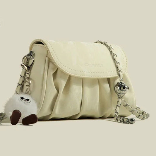 Ruched Chain Strap Shoulder Bag