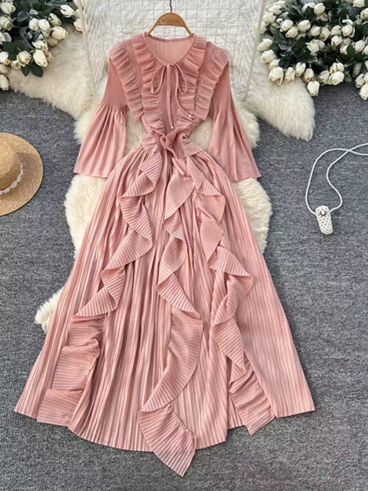 Ruffled A-Line Midi Dress