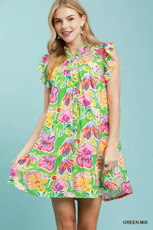 Umgee Floral Ruffle Mini Dress