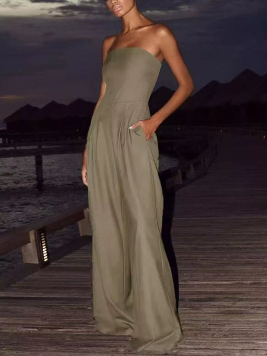 Strapless Wide Leg Jumpsuit