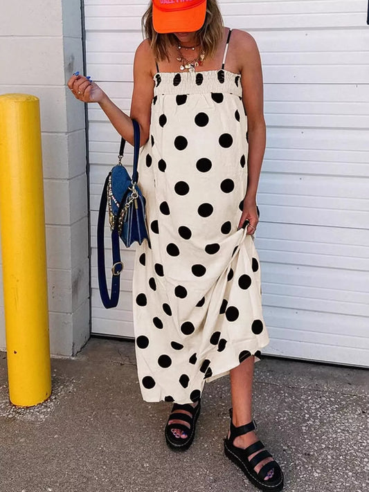 Polka Dot Spaghetti Strap Maxi Dress