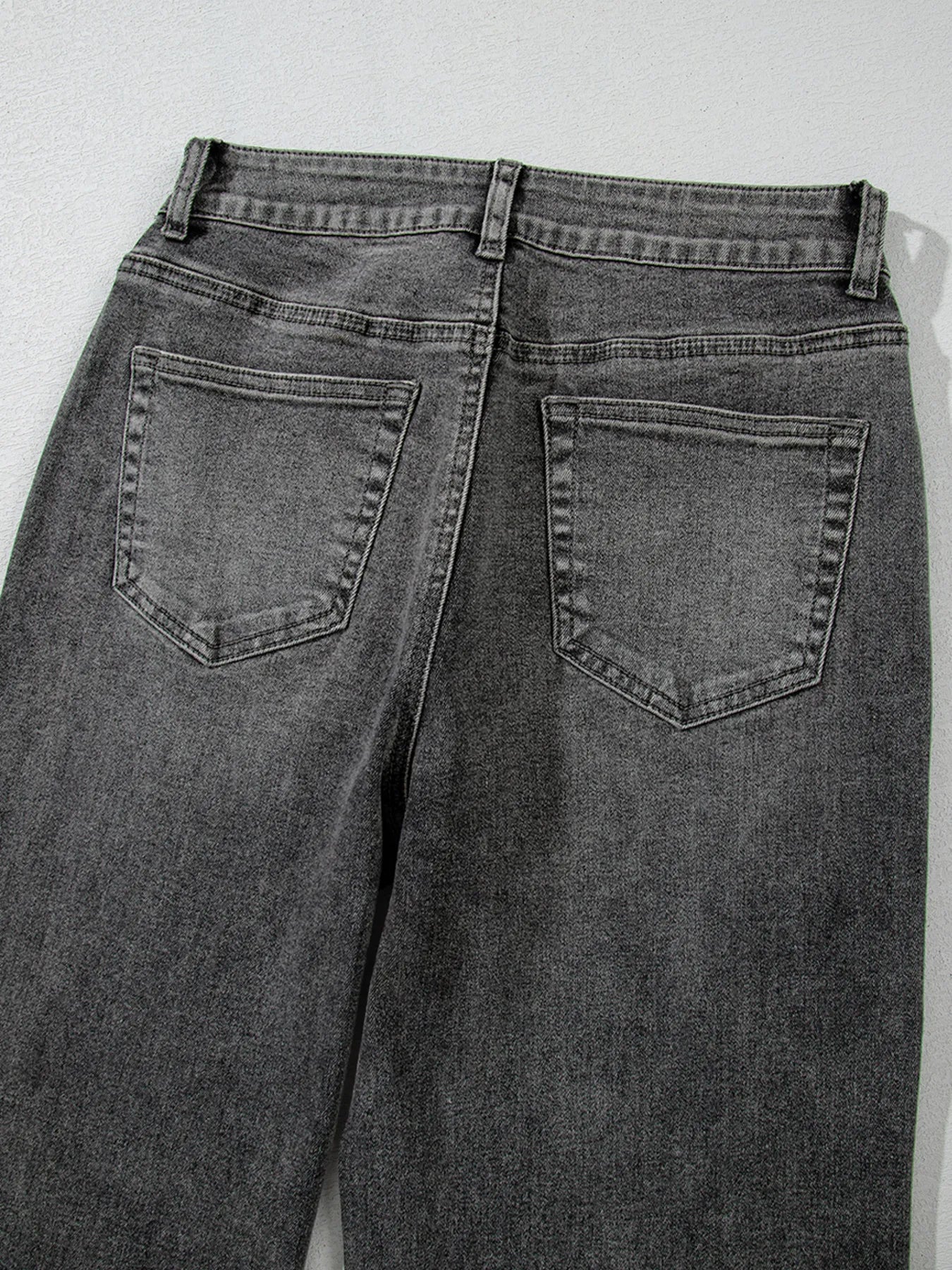 Raw Hem Unique Cuffs Straight High Rise Loose Jeans