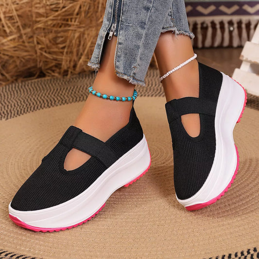 Round Toe Platform Slip-Ons