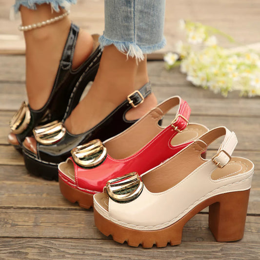 Peep Toe Block Heels Sandals