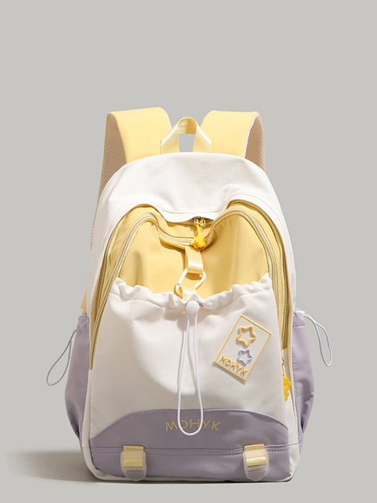 Color Block Drawstring Backpack Bag