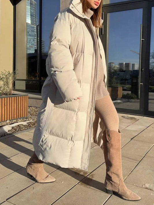 Longline Padded Winter Coat with Belted