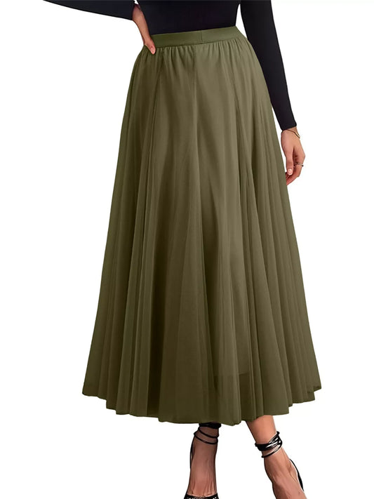 Tulle A-Line Midi Skirt