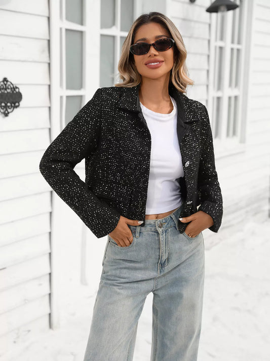 Tweed Button Up Cropped Jacket