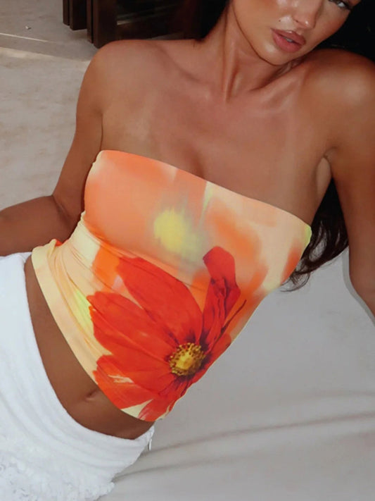 Floral Print Tube Top