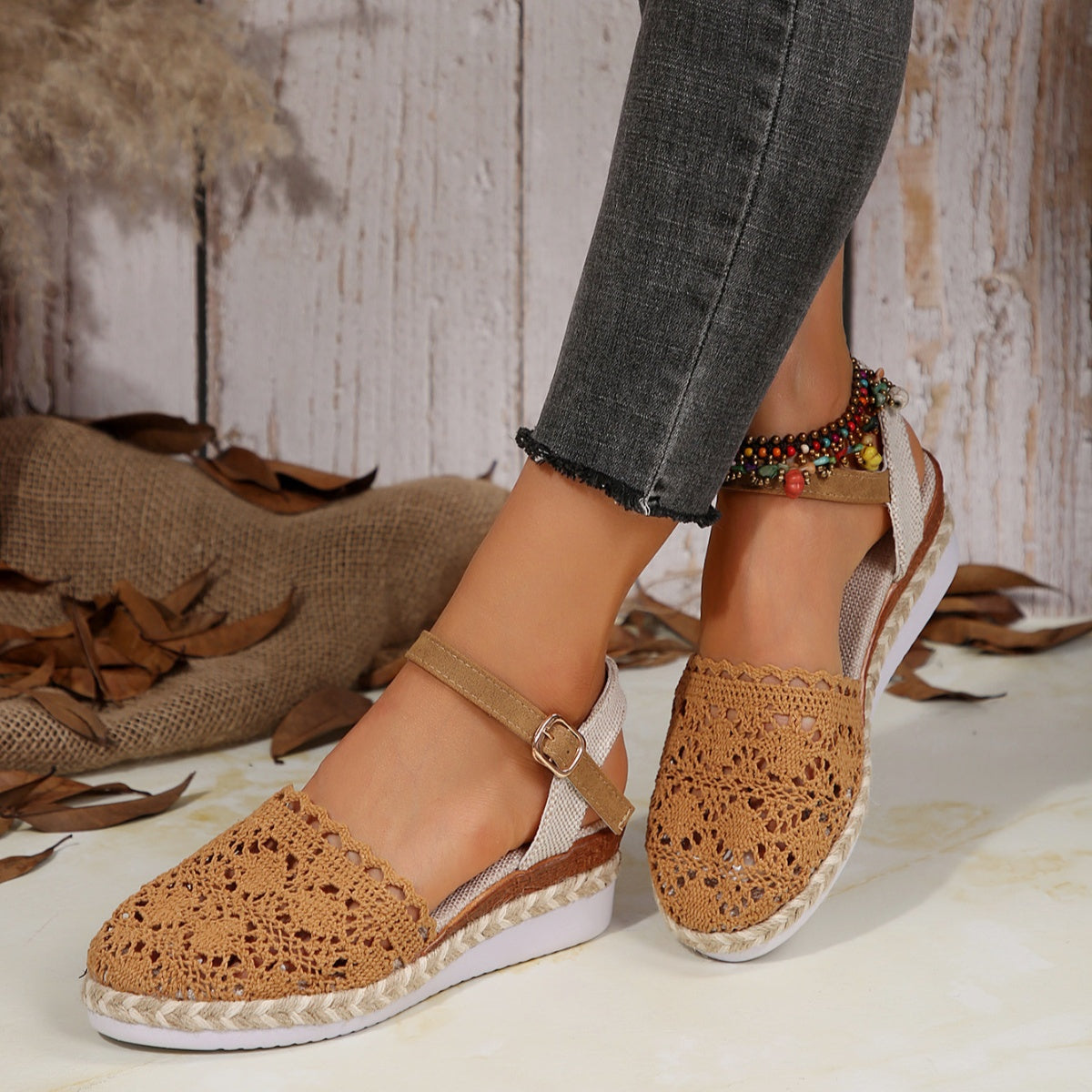 Round Toe Wedge Sandals