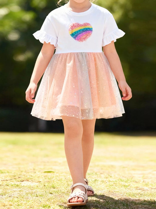 Children's Rainbow Heart Tulle Dress