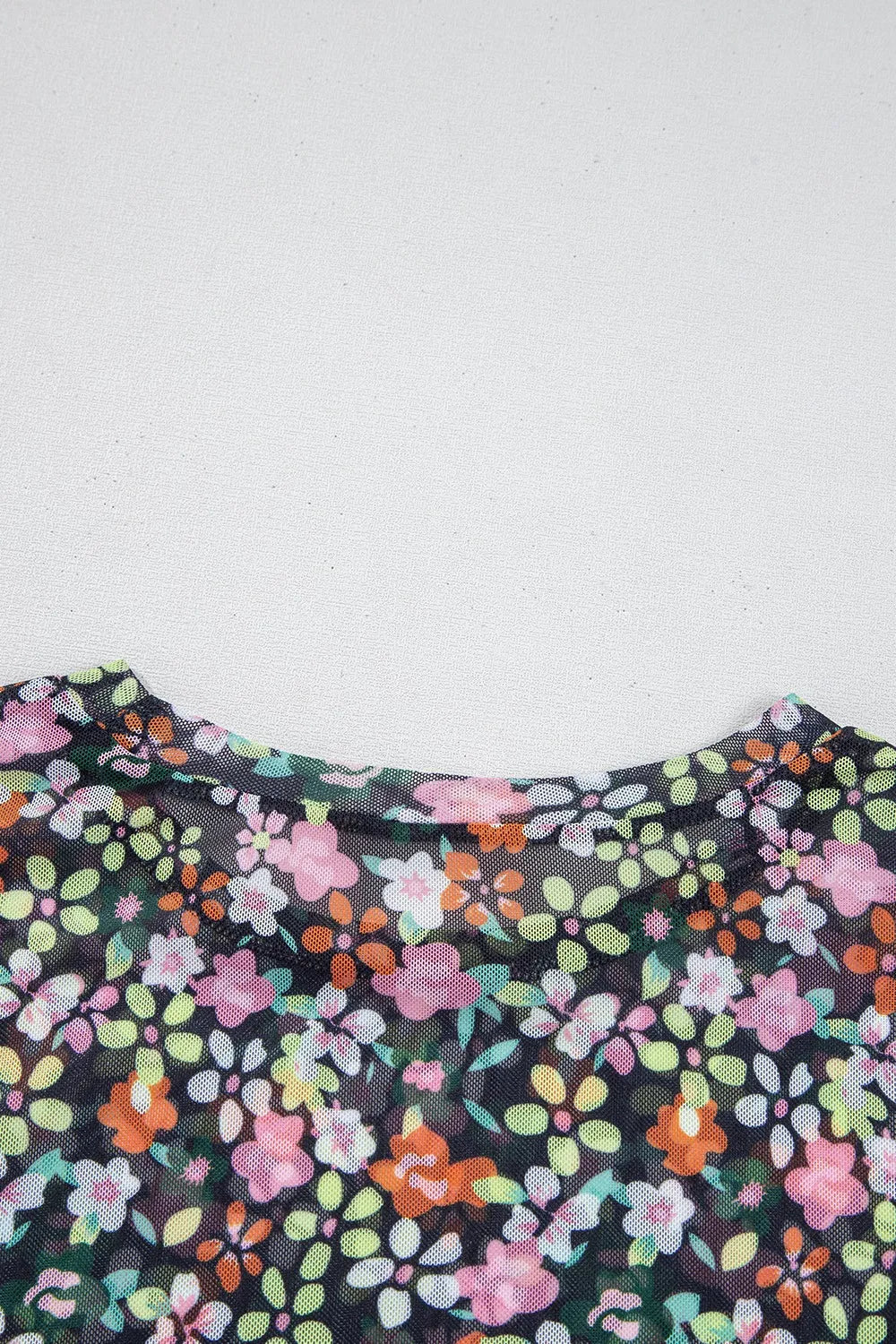 Cami and Sheer Floral Mesh Round Neck Top Set