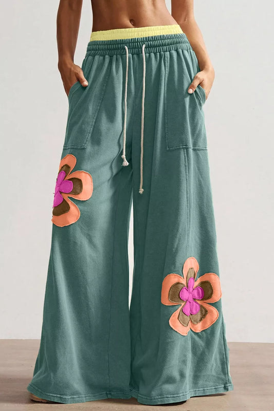 Floral Patchwork Wide Leg Pants