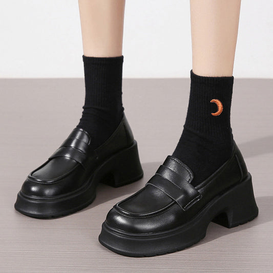 Round Toe Block Heels Loafers