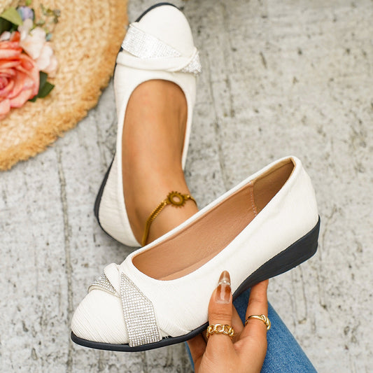 Rhinestone Embellished Wedge Slip-Ons