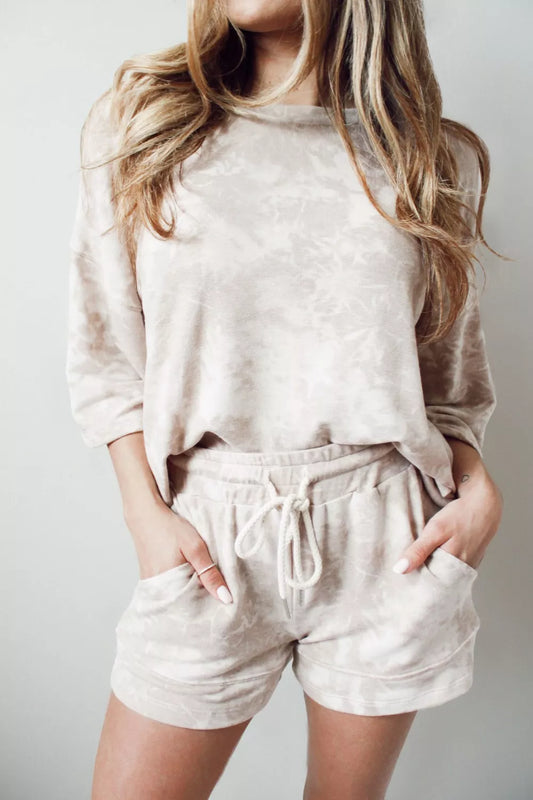 Relaxed Fit Tie-Dye Top and Shorts Set