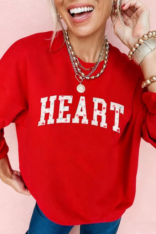 HEART Embroidered Patched Graphic Valentine Sweatshirt