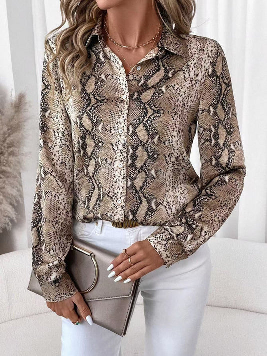 Snake Print Long Sleeve Shirt