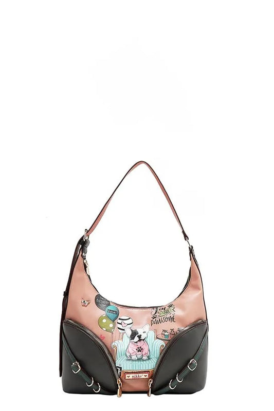Nicole Lee USA Party King Shoulder Bag with 2 Accessory Pockets Front