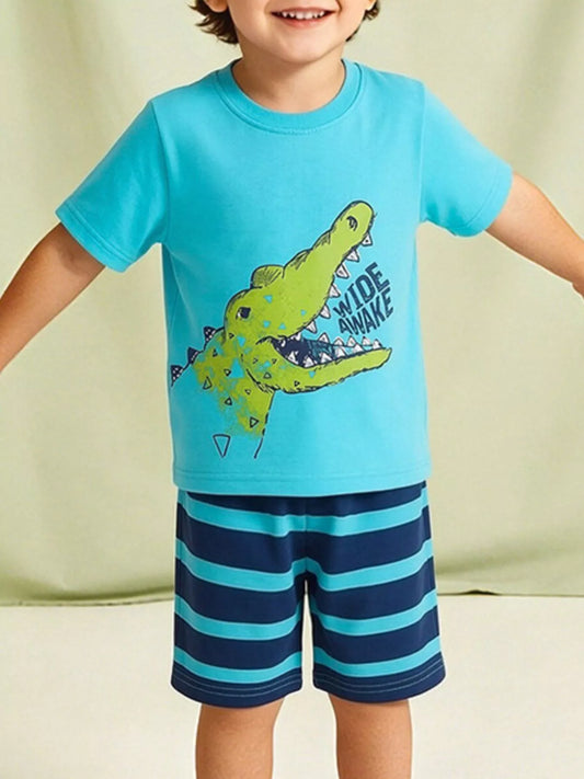 Children's Crocodile Graphic Tee and Shorts Set