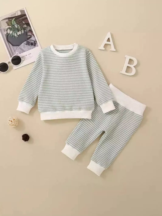 Children's Striped Long Sleeve Top and Pants Set