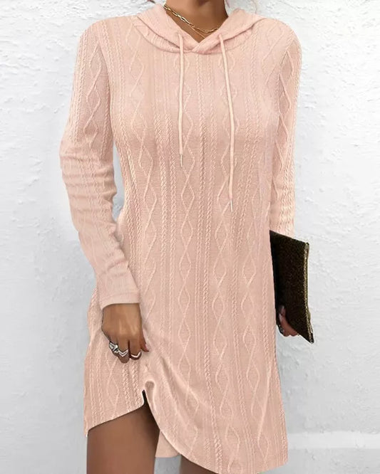 Casual Long Sleeve Hooded Knit Dress