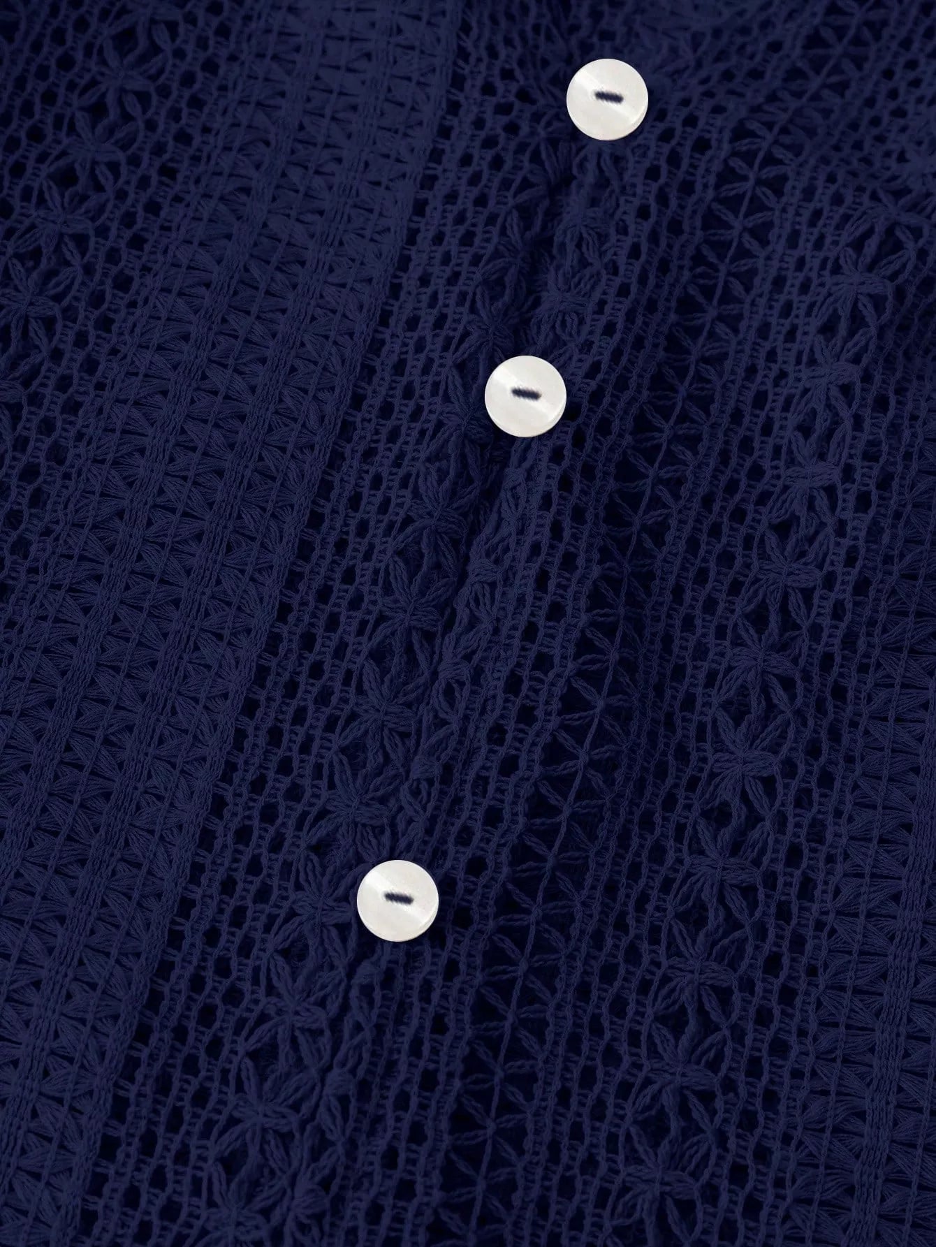 Lace Notched Long Sleeve Shirt