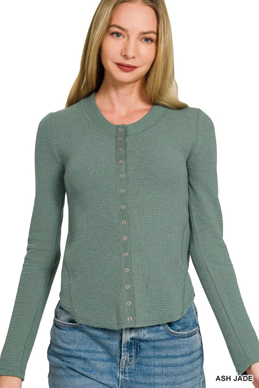 Zenana Double Knit Snap Button Shirts