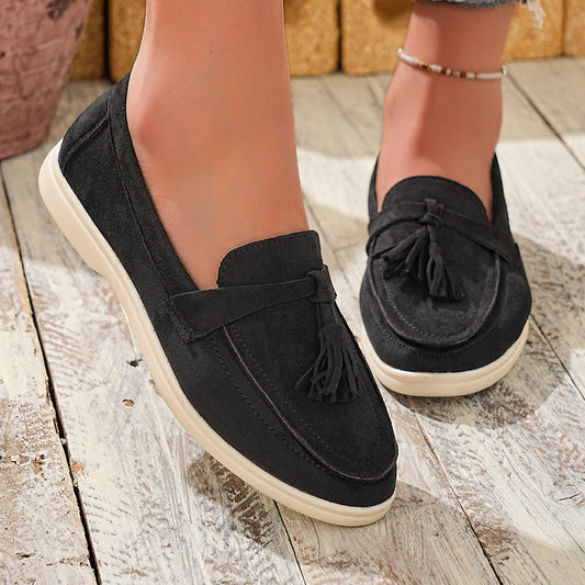 Tassel Round Toe Slip-Ons