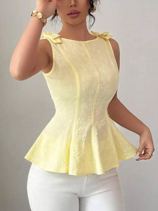 Bow Shoulder Peplum Tank