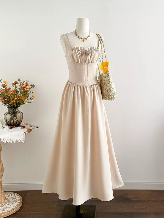 Square Neck Sleeveless A-Line Dress