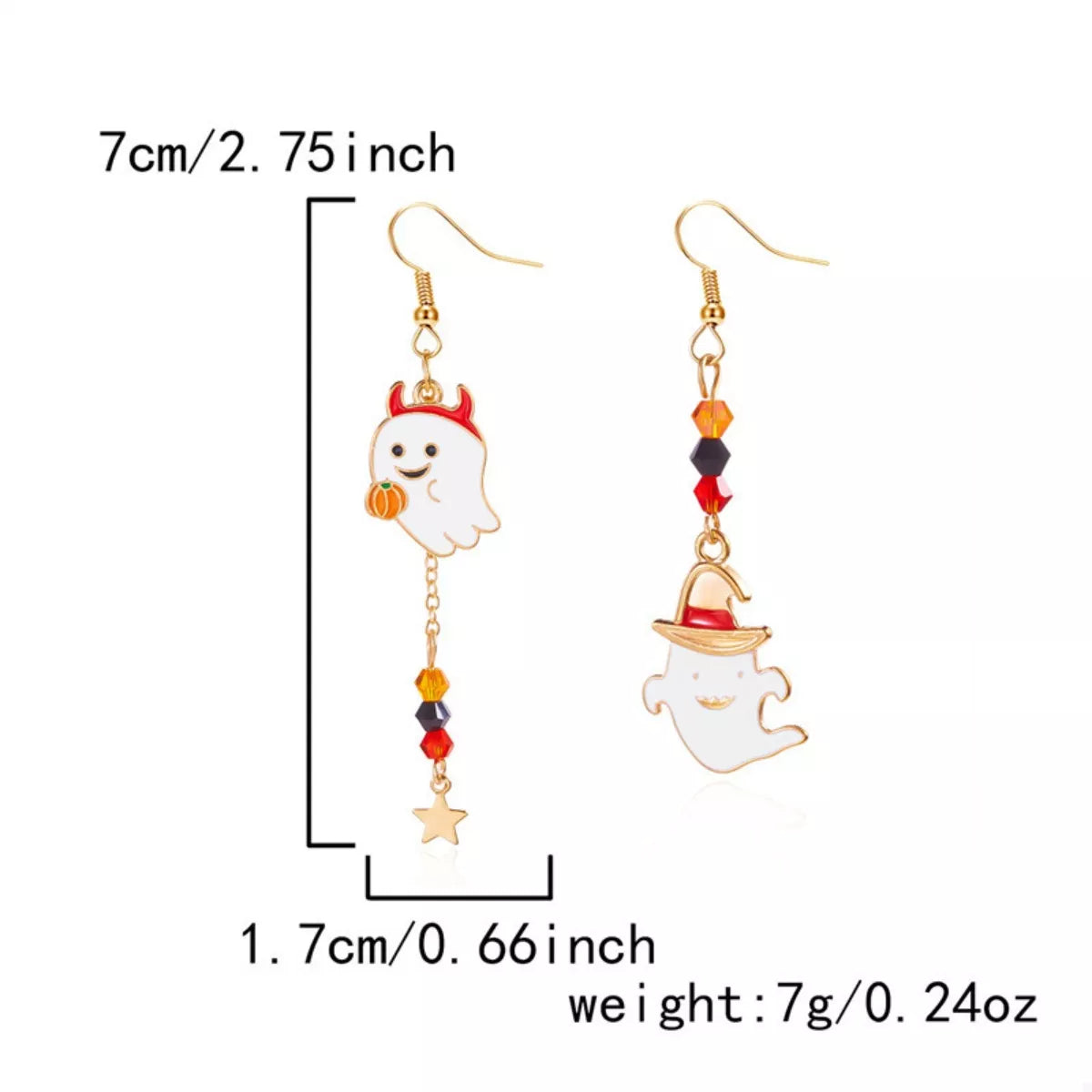 Halloween Ghost Pumpkin Drop Earrings