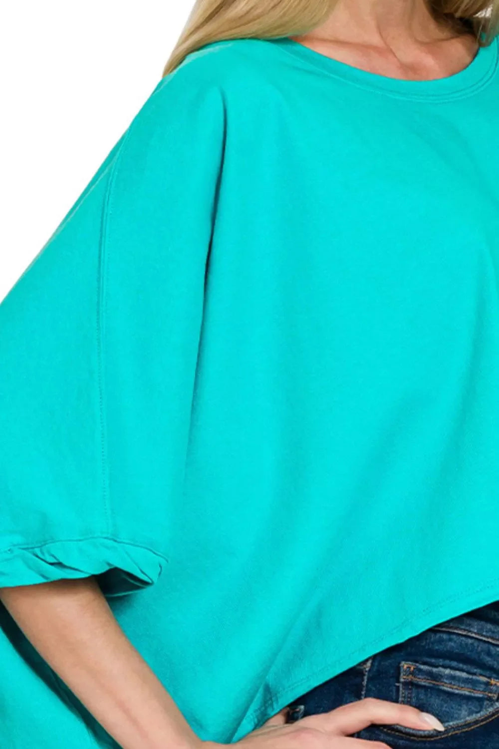 Zenana Premium Cotton Oversized Round Neck Box T-Shirt