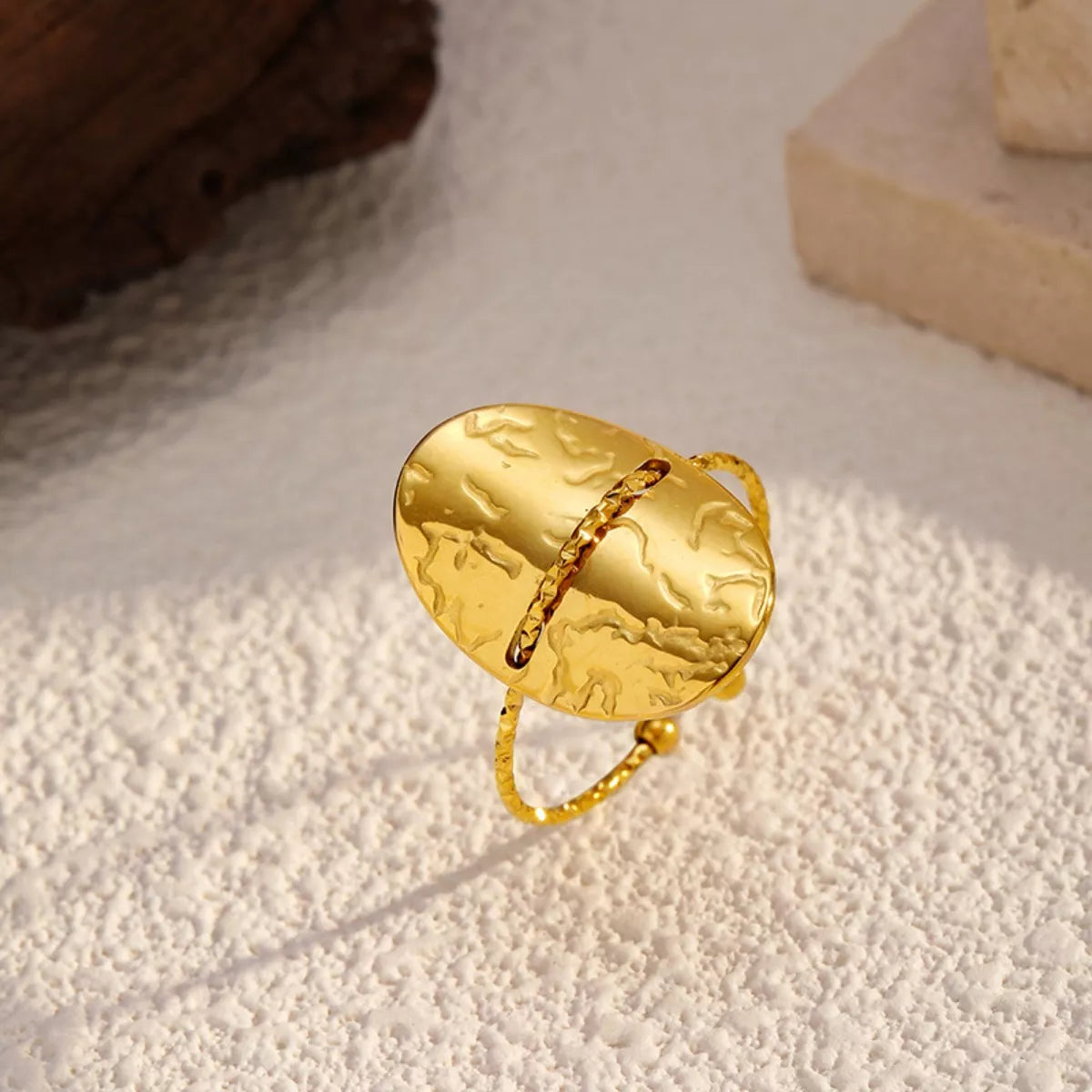 Hammered Disc Open Ring