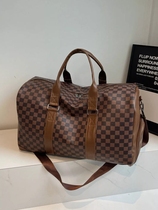 Checkered Pattern Travel Bag