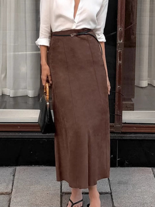 Suede Midi Skirt