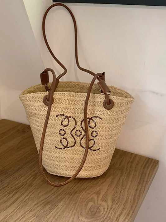 Straw Bucket Shoulder Bag