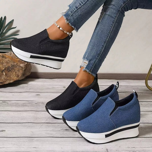 Round Toe Platform Slip-Ons