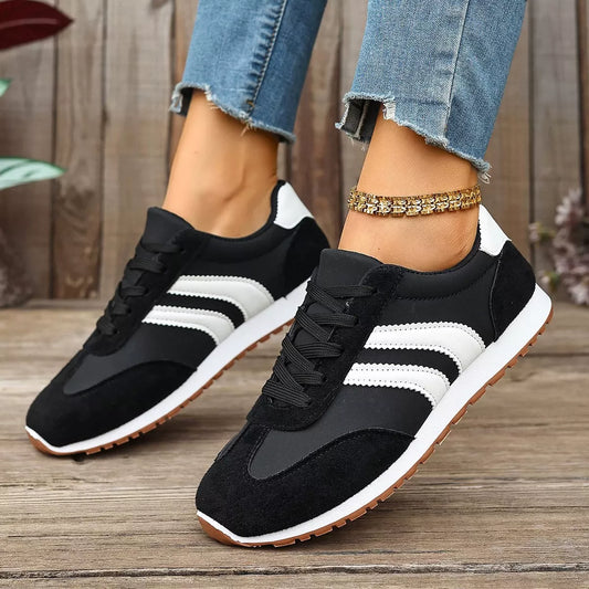 Striped Lace-Up Casual Sneakers