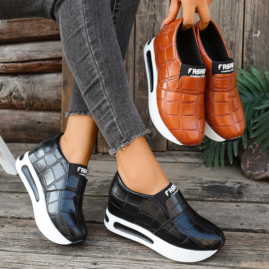 Crocodile Pattern Platform Slip-Ons